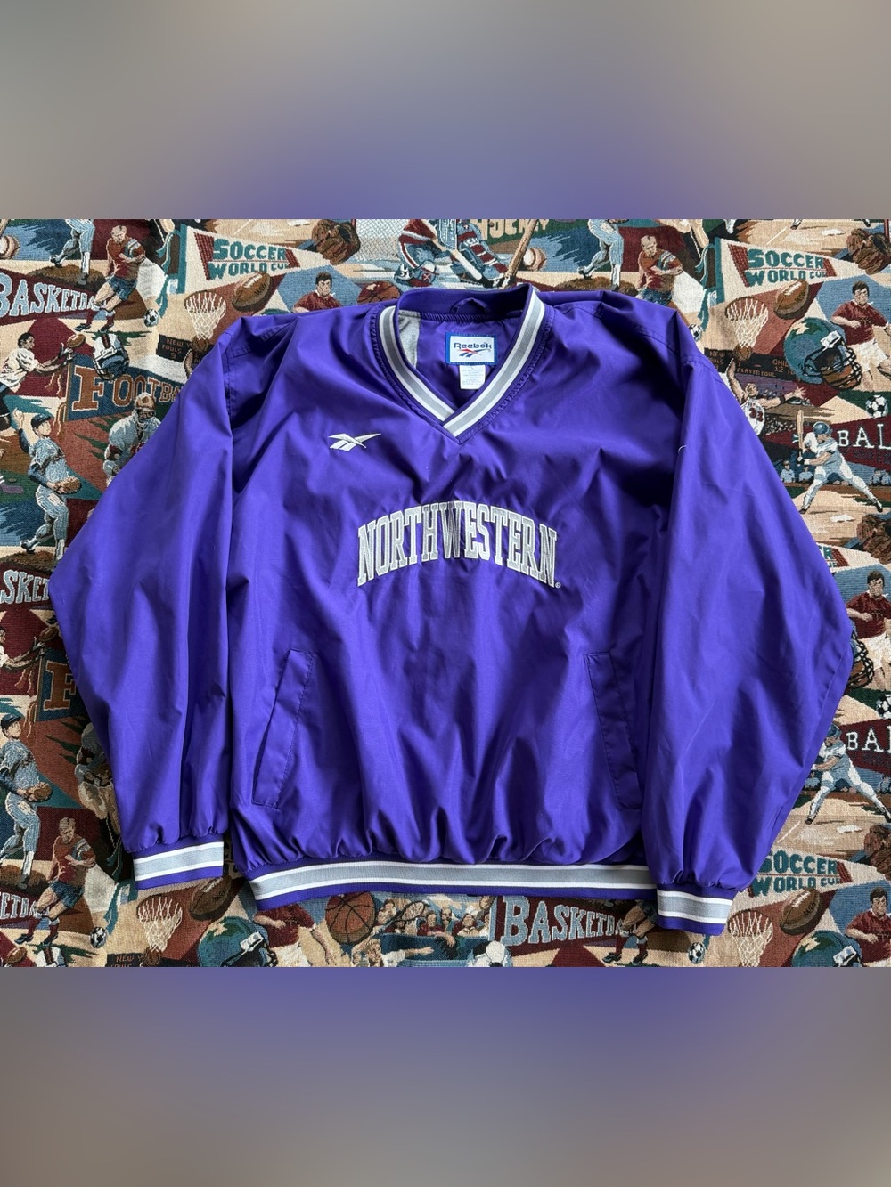 Vintage 90s Men’s Reebok Northwestern University Purple Windbreaker Pullover